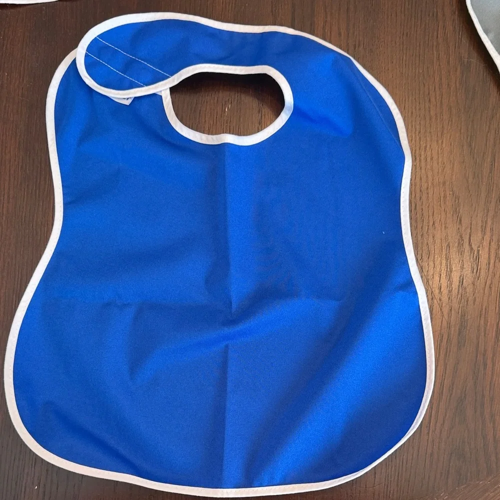 5 Pack Waterproof Baby Bib Set Snap Closure Wipe Clean Red Blue Green
